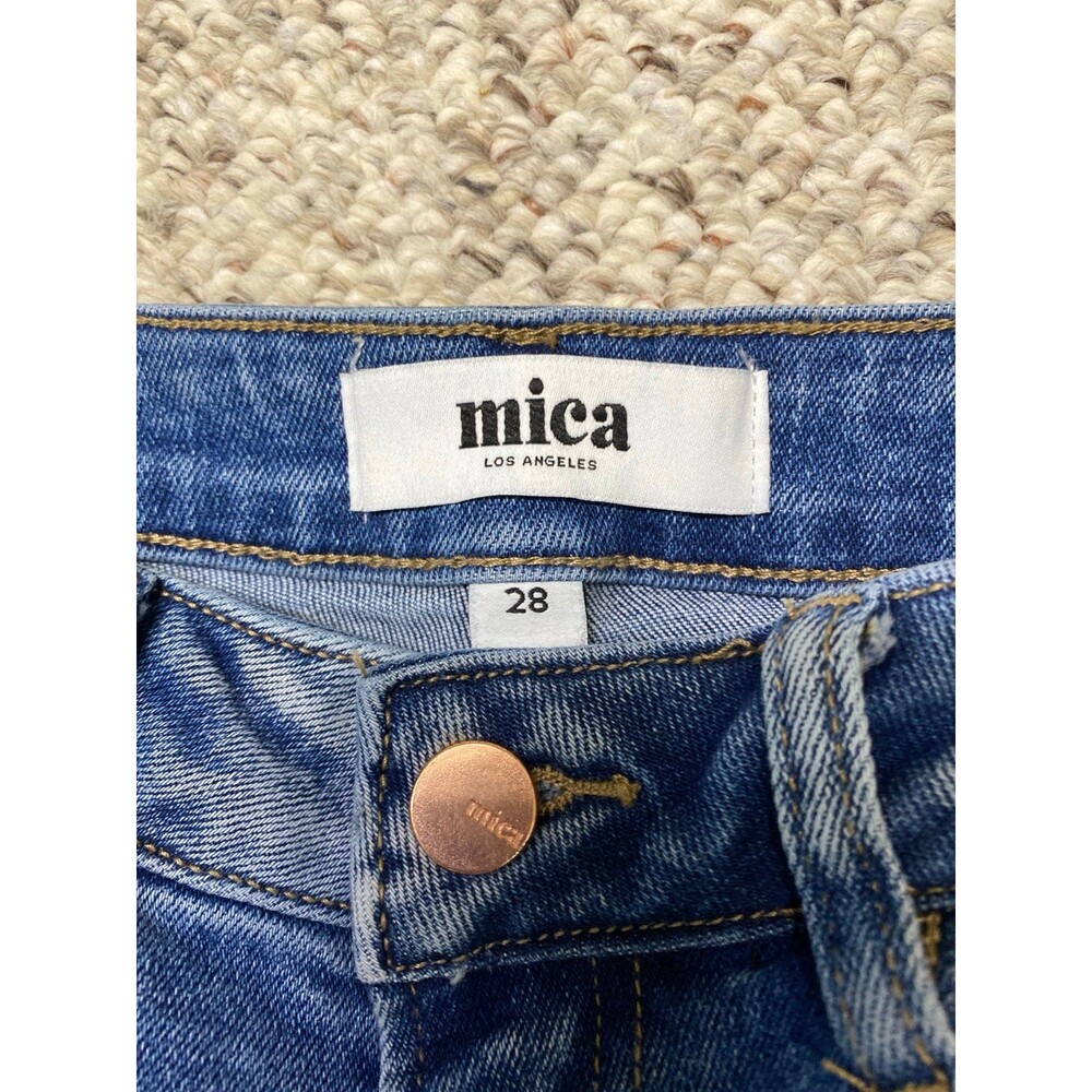 MICA High-Rise Wide Straight Leg Cropped Distressed Stretch Raw Hem Jeans Sz 28 - Picture 6 of 7